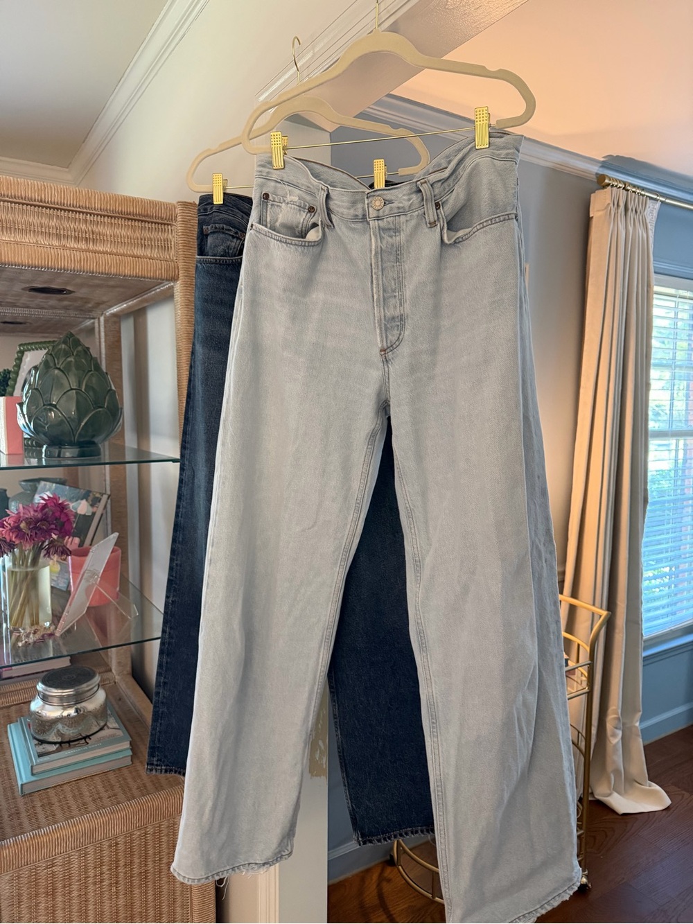 Agolde Arc High-Rise Wide-Leg Jeans in Light Blue